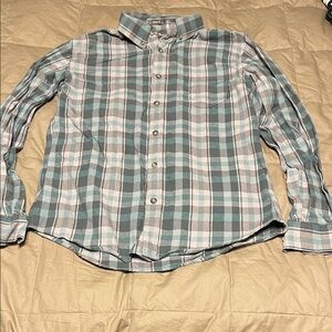 Men's Teal/gray Eddie Bauer Plaid Button-Up Shirt